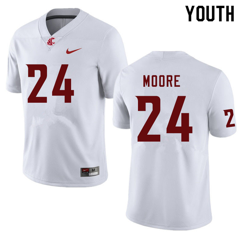 Youth #24 Shahman Moore Washington State Cougars College Football Jerseys Sale-White